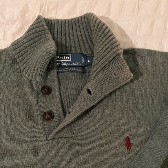 Polo Ralph Lauren Button Green Sweater - Picture 2 of 2